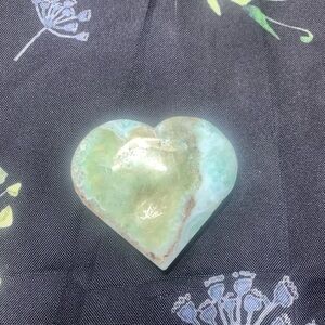 Caribbean Blue Calcite Hand Carbed Heart